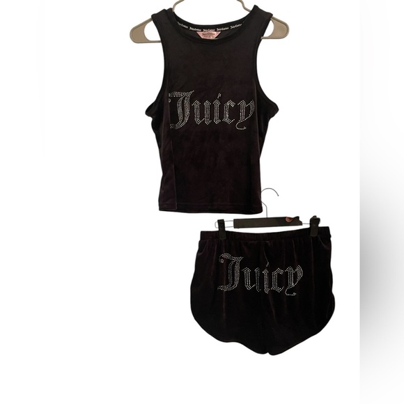 Juicy Couture BLACK rhinstone velvet PJ SHORT SET SIZE large - Picture 7 of 7